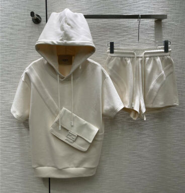 fendi hooded short-sleeved sweater + shorts set