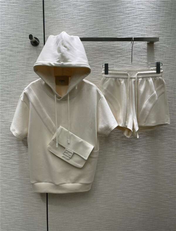 fendi hooded short-sleeved sweater + shorts set