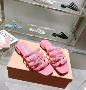 miumiu flat lambskin sandal slippers