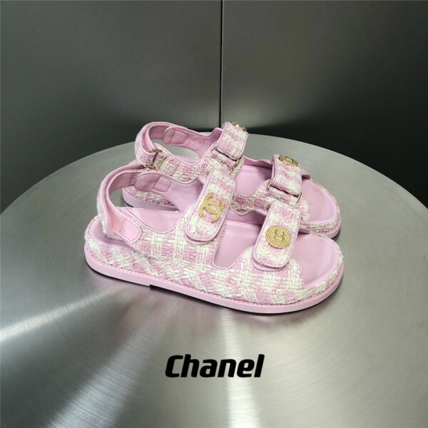 chanel wool velcro beach sandals
