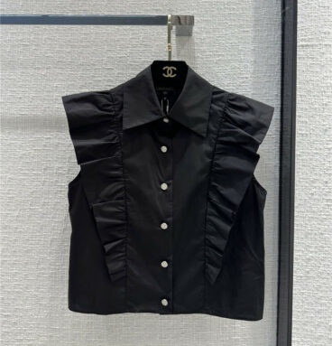 Chanel court style lace design short vest shirt