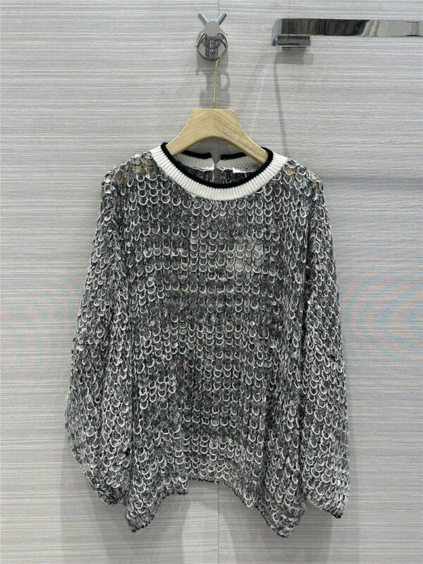 brunello cucinelli sequined knitted top