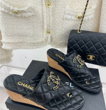 chanel rhombus CC logo chain buckle slippers