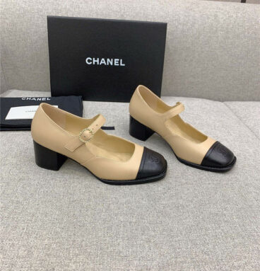 Chanel new thick heel square toe shoes