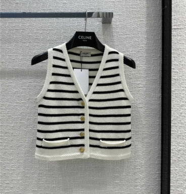 celine knitted striped vest
