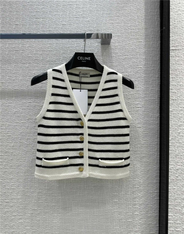 celine knitted striped vest