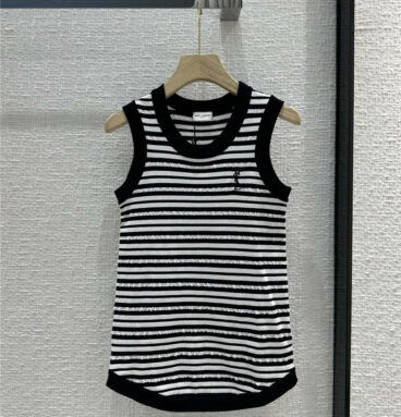 ysl striped knitted vest