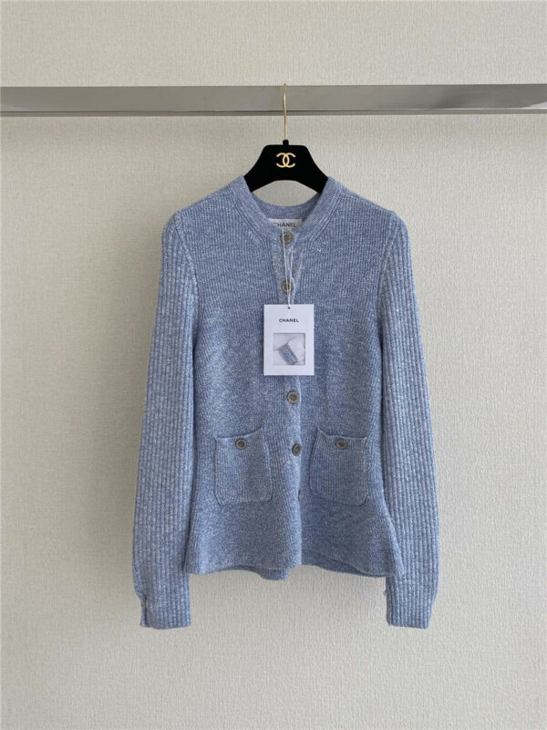 chanel single breasted knitted cardigan jacket