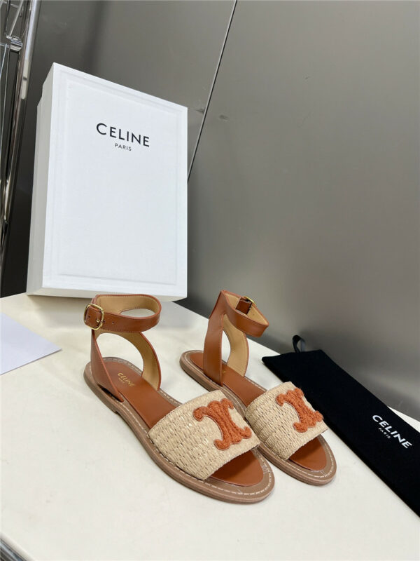 celine logo flat sandals