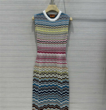 mission wavy striped gradient iridescent knitted dress