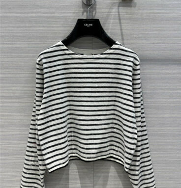 celine stripe sequin embroidery knitted sweater