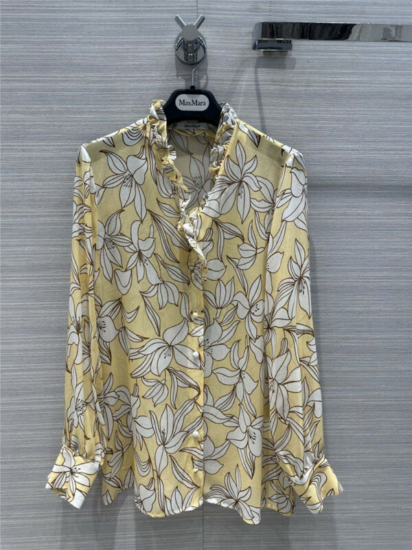 MaxMara lace-collar printed silk shirt