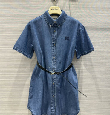 miumiu handsome tooling style denim shirt dress