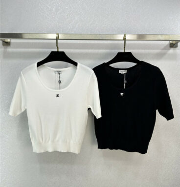 Chanel U-neck fashion all-match short sleeves