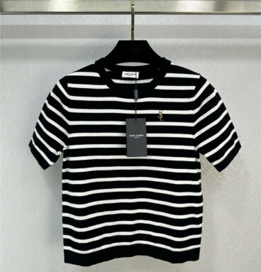 YSL new black and white striped color matching top