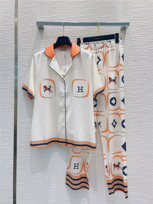 Hermès advanced custom imitation silk loungewear pajamas