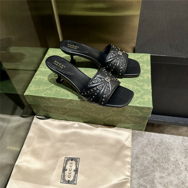gucci high heel fish mouth sandals and slippers