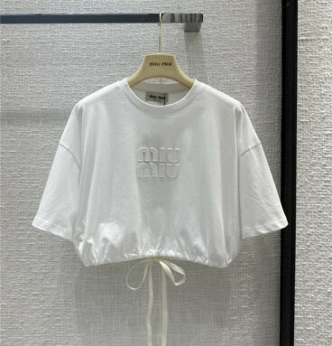 miumiu Simple letter logo patch embroidered T-shirt