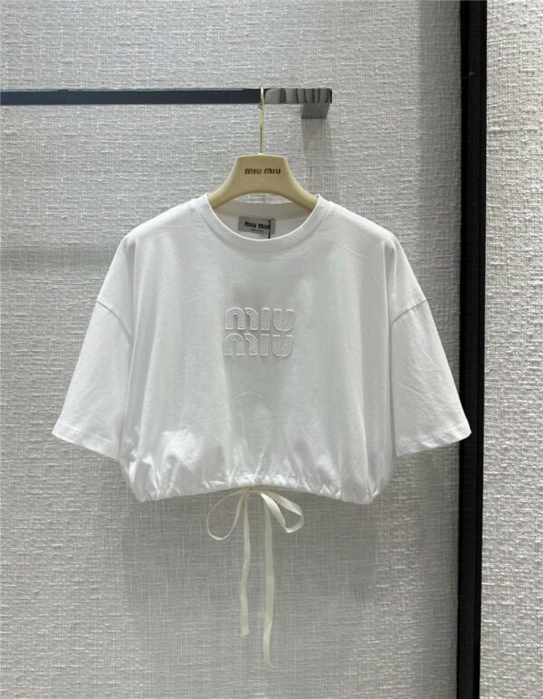 miumiu Simple letter logo patch embroidered T-shirt