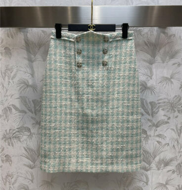 Chanel half double breasted woven skirt