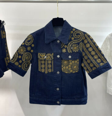 Dior embroidered short-sleeved denim jacket