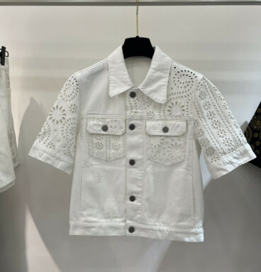 Dior embroidered short-sleeved denim jacket