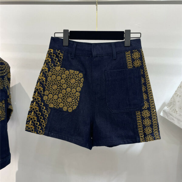 dior embroidered denim shorts