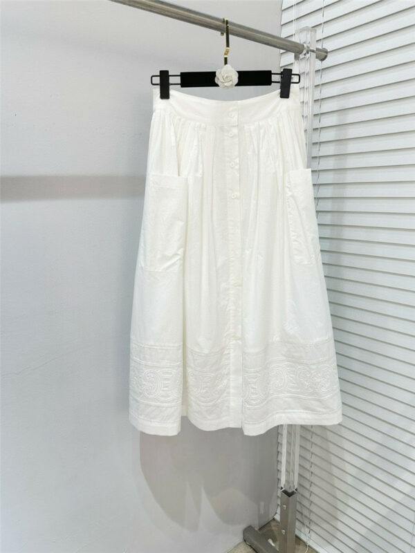 celine heavily embroidered cotton skirt