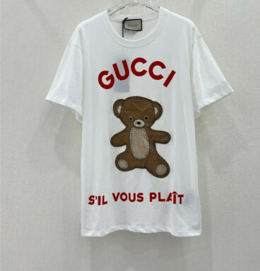 gucci embroidered bear round neck short-sleeved T-shirt