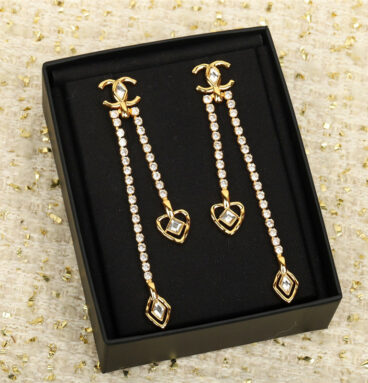 CHANEL diamond double C earrings