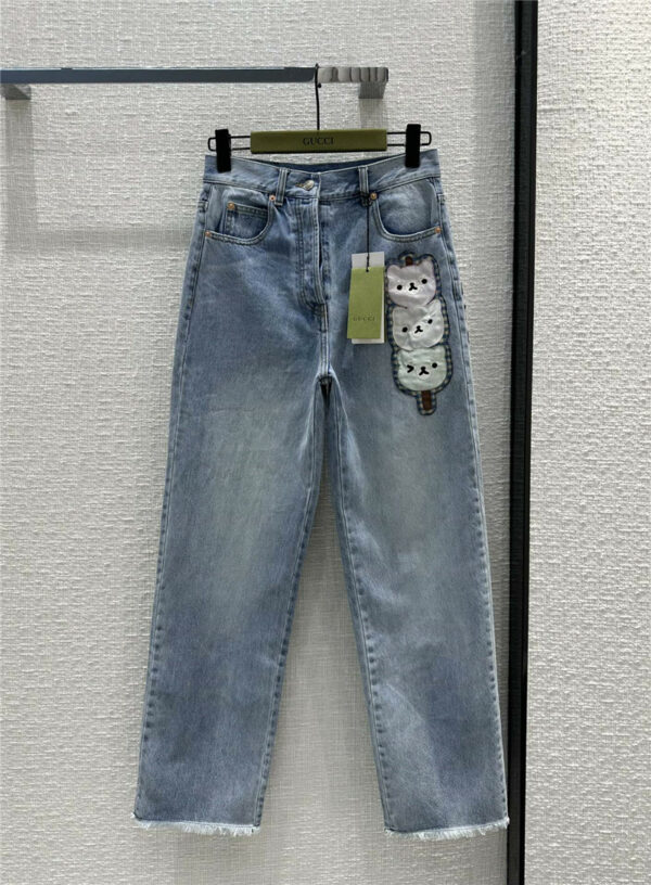 gucci embroidered straight jeans