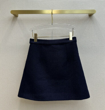Gucci Contrast color trim design tweed horse A-line skirt