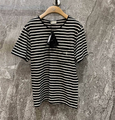 YSL stripe embroidered T-shirt