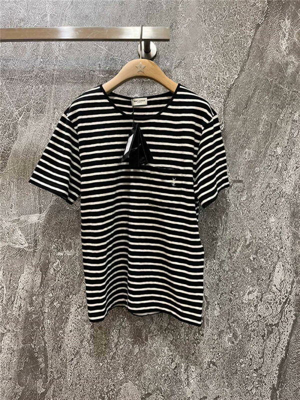 YSL stripe embroidered T-shirt