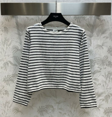celine sequin embroidered knitted striped sweater