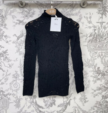 Dior new lace crochet collar knitted top