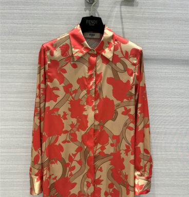 fendi floral-print silk shirt