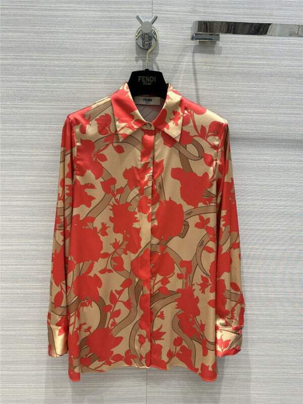 fendi floral-print silk shirt