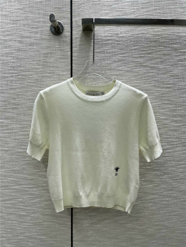 dior round neck short sleeve knitted sweater