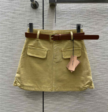 miumiu fake pocket denim A-line skirt