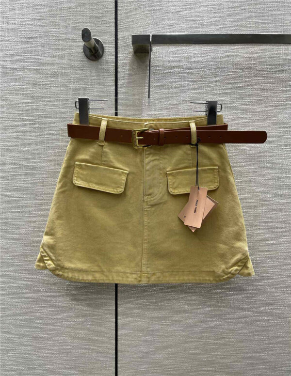 miumiu fake pocket denim A-line skirt