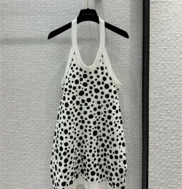 louis vuitton LV black and white print open back knit dress