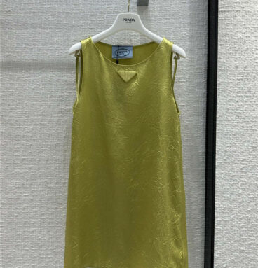 prada mustard green tank dress