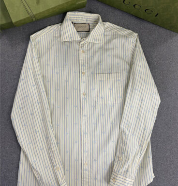 gucci striped shredded cotton shirt