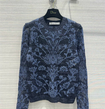 Dior Heavy Industry Floral Embroidery Cashmere Knit Sweater
