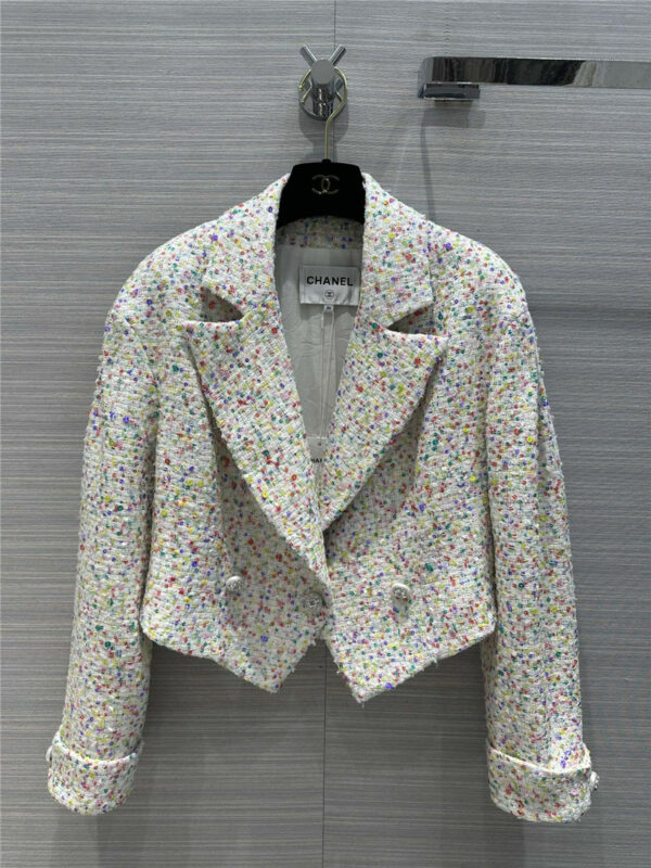 Chanel sequin woven soft tweed jacket