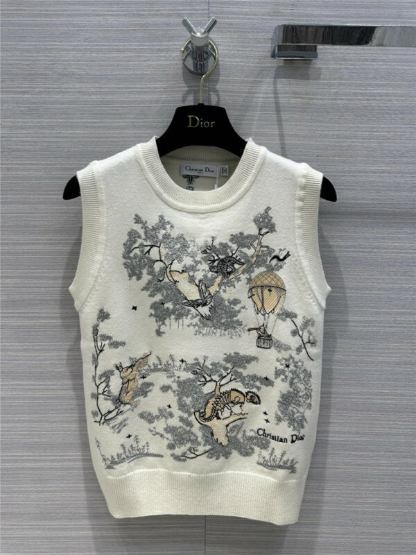 Dior heavy industry positioning embroidery knitted vest