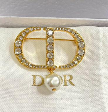 Dior CD drop bead brooch