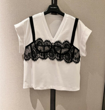 Dolce & Gabbana d&g logo lace top t-shirt