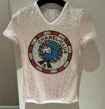 chanel sequin cropped T-shirt
